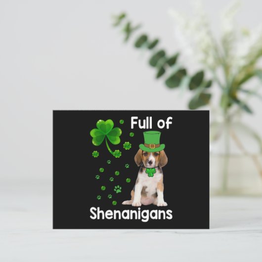 vol met Shenanigans Dog St Patricks Day Briefkaart (Staand voorkant)