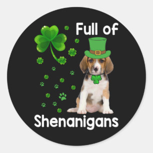 Vol met Shenanigans Dog St Patricks Day Ronde Sticker