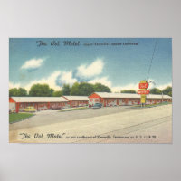 VOL Motel, Knoxville, TN ~  linnen briefkaart