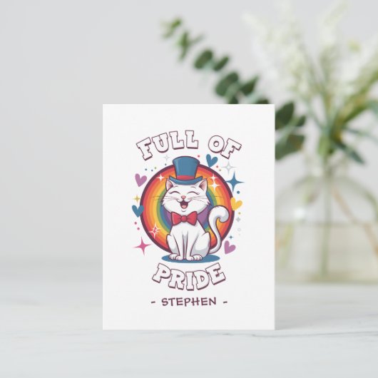 Vol trots | LGBTQ Cat Pride Briefkaart (Staand voorkant)