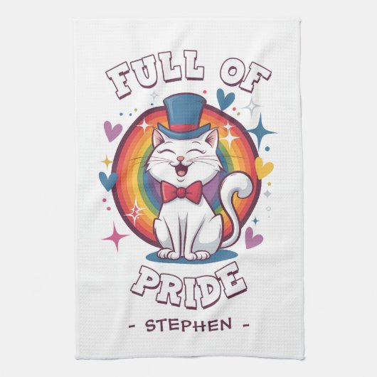 Vol trots | LGBTQ Cat Pride Theedoek (Verticaal)