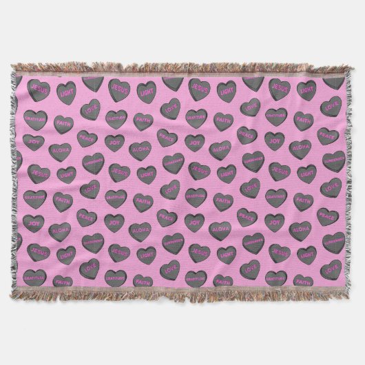 Vol van Love Hearts Pattern zwart roze Deken (Voorkant)
