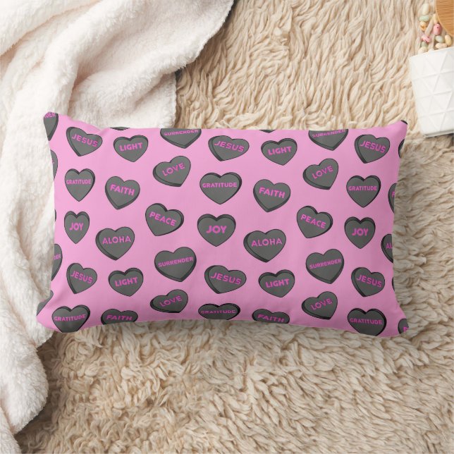 Vol van Love Hearts Pattern zwart roze Kussen (Deken)