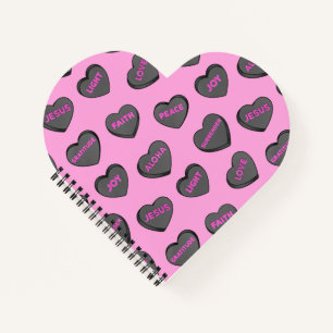 Vol van Love Hearts Pattern zwart roze Notitieboek