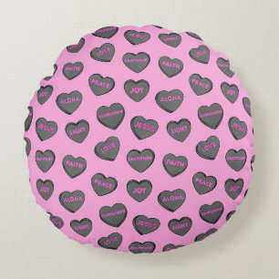 Vol van Love Hearts Pattern zwart roze Rond Kussen