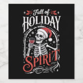 Vol van vakantiegeest Kerstskelet drinkt wijn Etiket (Enkel label)
