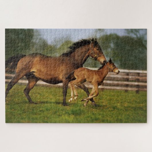 Volbloed Kastanje Merrie & Veulen Legpuzzel (Horizontaal)