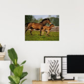 Volbloed Kastanje Merrie & Veulen Poster (Thuiskantoor)