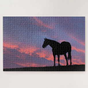 Volbloed Paard Afgetekend tegen de Zonsopgang Legpuzzel