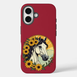 Volbloed Paard En Black Eyed Susan Bloemen iPhone 16 Hoesje