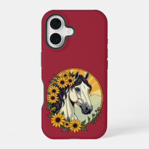 Volbloed Paard En Black Eyed Susan Bloemen iPhone 16 Hoesje
