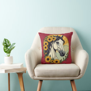 Volbloed Paard En Black Eyed Susan Bloemen Kussen