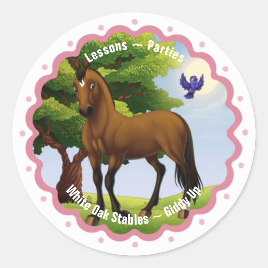 Volbloed Paard in Weiland Ronde Sticker (Voorkant)