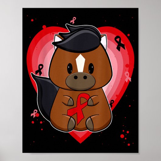 Volbloed Paard Met Lint Hartziekte Bewust Poster (Voorkant)