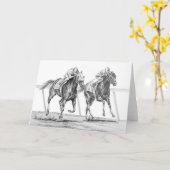 Volbloed paardenrace tekening van Kelli Swan Kaart (Gele Bloem)