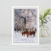 Volbloedpaarden in de sneeuw feestdagenkaart (Staand voorkant)