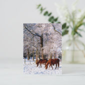 Volbloedpaarden in de sneeuw feestdagenkaart (Staand voorkant)