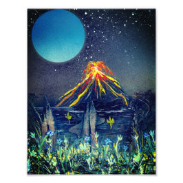 Volcanic Mountain Eruption Foto Afdruk