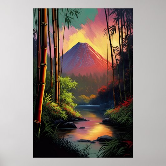 Volcanic Reverie, Uitzicht van de Riverbank Poster (Voorkant)