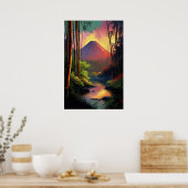 Volcanic Reverie, Uitzicht van de Riverbank Poster (Keuken)