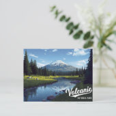Volcanic Snow Peak River Vintage Art Briefkaart (Staand voorkant)