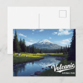 Volcanic Snow Peak River Vintage Art Briefkaart (Voorkant / Achterkant)