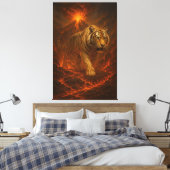 Volcanic White Tiger | Inferno King of the Fire R Canvas Afdruk (Insitu (Slaapkamer))