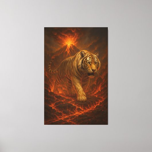 Volcanic White Tiger | Inferno King of the Fire R Canvas Afdruk (Voorkant)