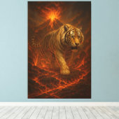 Volcanic White Tiger | Inferno King of the Fire R Canvas Afdruk (Insitu (Houten vloer))