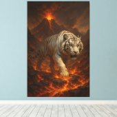 Volcanic White Tiger | Inferno King of the Fire R Canvas Afdruk (Insitu (Houten vloer))