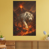 Volcanic White Tiger | Inferno King of the Fire R Canvas Afdruk (Insitu (Woonkamer))