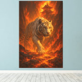 Volcanic White Tiger | Inferno King of the Fire R Canvas Afdruk (Insitu (Houten vloer))