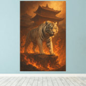 Volcanic White Tiger | Inferno King of the Fire Re Canvas Afdruk (Insitu (Houten vloer))