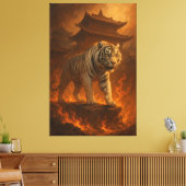 Volcanic White Tiger | Inferno King of the Fire Re Canvas Afdruk (Insitu (Woonkamer))