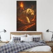 Volcanic White Tiger | Inferno King of the Fire Re Canvas Afdruk (Insitu (Slaapkamer))