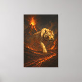 Volcanic White Tiger | Inferno King of the Fire Re Canvas Afdruk (Voorkant)