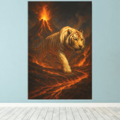 Volcanic White Tiger | Inferno King of the Fire Re Canvas Afdruk (Insitu (Houten vloer))