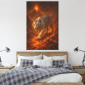 Volcanic White Tiger | Inferno King of the Fire Re Canvas Afdruk (Insitu (Slaapkamer))