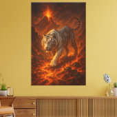 Volcanic White Tiger | Inferno King of the Fire Re Canvas Afdruk (Insitu (Woonkamer))