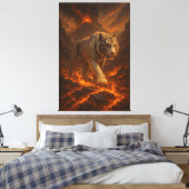 Volcanic White Tiger | Inferno King of the Fire Re Canvas Afdruk (Insitu (Slaapkamer))