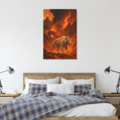Volcanic White Tiger | Inferno King of the Fire Re Canvas Afdruk (Insitu (Slaapkamer))
