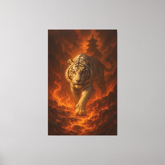 Volcanic White Tiger Premium Wall Art – Fine Art C Canvas Afdruk (Voorkant)