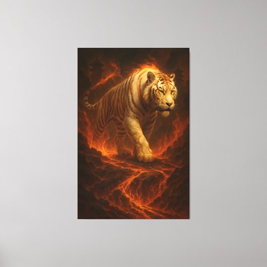 Volcanic White Tiger Premium Wall Art – Fine Art C Canvas Afdruk (Voorkant)