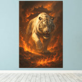 Volcanic White Tiger Premium Wall Art – Fine Art C Canvas Afdruk (Insitu (Houten vloer))