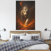 Volcanic White Tiger Premium Wall Art – Fine Art C Canvas Afdruk (Insitu (Slaapkamer))