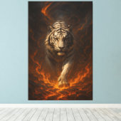 Volcanic White Tiger Premium Wall Art – Fine Art C Canvas Afdruk (Insitu (Houten vloer))