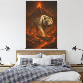 Volcanic White Tiger Premium Wall Art – Fine Art C Canvas Afdruk (Insitu (Slaapkamer))