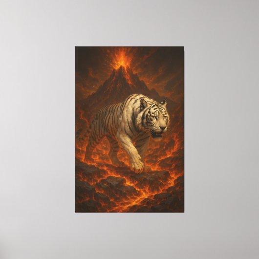 Volcanic White Tiger Premium Wall Art – Fine Art C Canvas Afdruk (Voorkant)