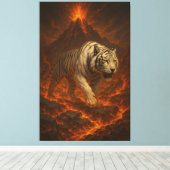 Volcanic White Tiger Premium Wall Art – Fine Art C Canvas Afdruk (Insitu (Houten vloer))