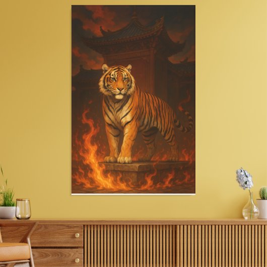 Volcanic White Tiger Premium Wall Art – Fine Art C Canvas Afdruk (Insitu (Woonkamer))